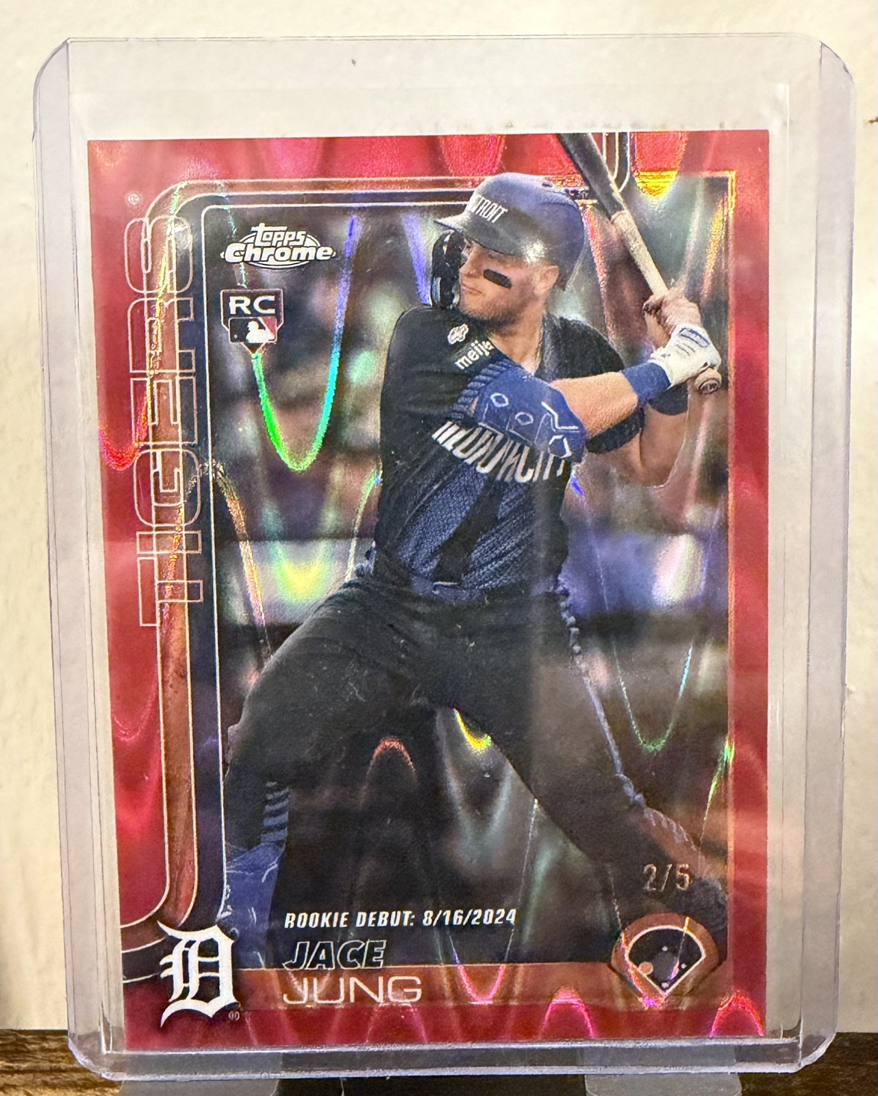 2025 Topps Chrome update Jace Jung Rookie Red Refractor USC121  /5 RC