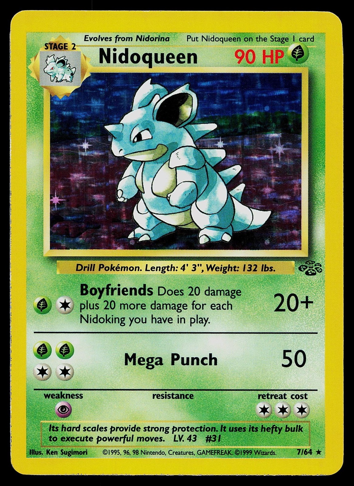 Pokemon Card - Nidoqueen Jungle 7/64 Holo Unlimited Holo Rare