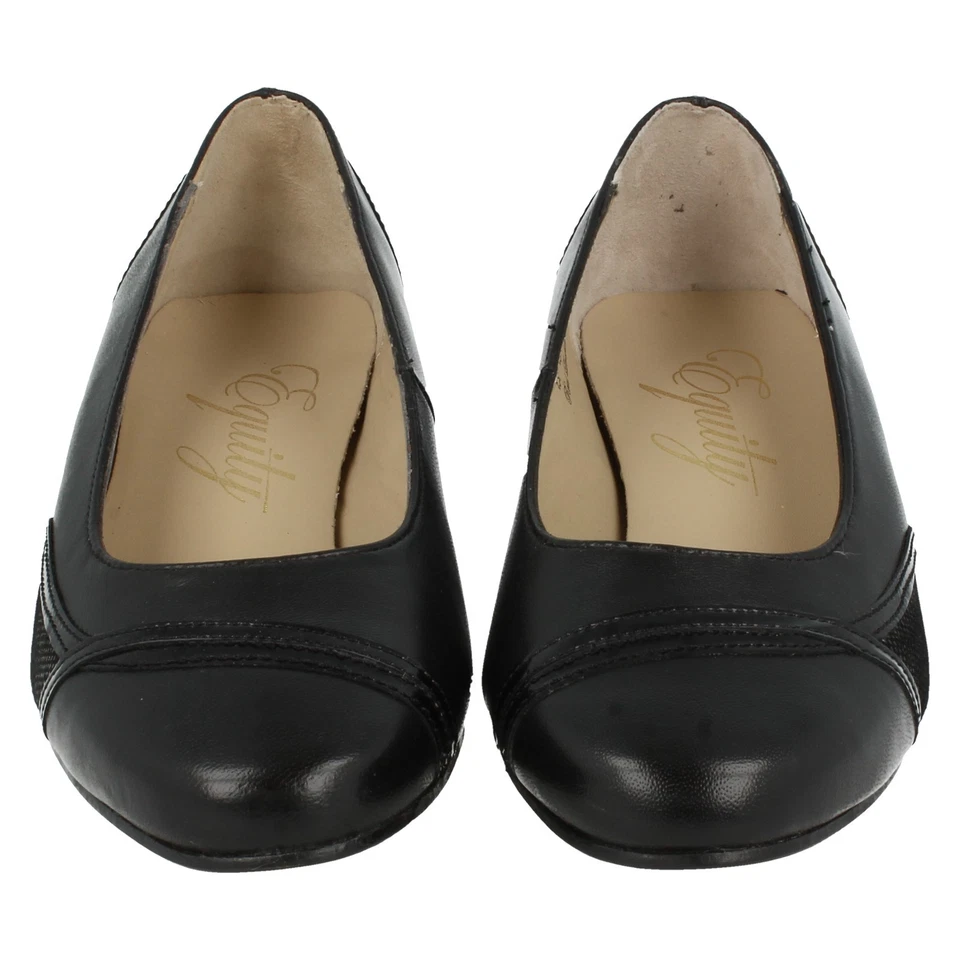 Ladies Ex-display Equity Black Leather Court Shoes :Pearl UK2 EE - Image 4 of 4