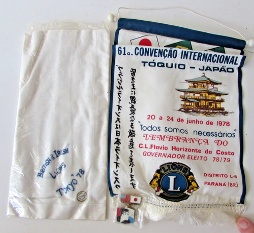 Vtg Lions Club Japan Tokyo 1978 International Convention Banner Flag Pennant