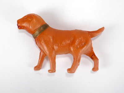 Sekiguchi Celluloid Dog Occupied Japan Vintage Clover Mark Blow Mold 3'' Figurine