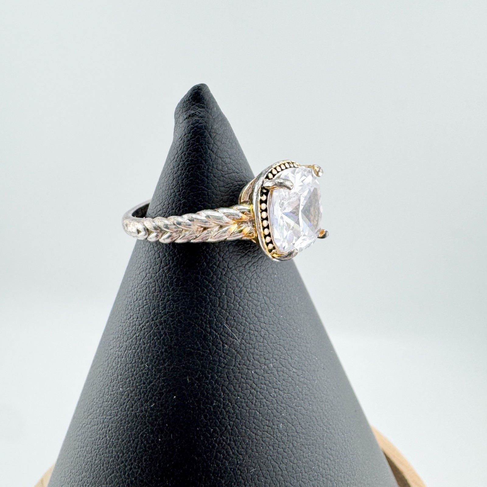 Statement Clear Cushion-Cut Rhinestone Ring Silve… - image 7