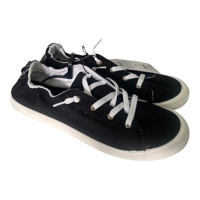MEDIUM WIDTH BLACK Time and Tru Women's Scrunch Back Slip-On Sneaker SZ Various