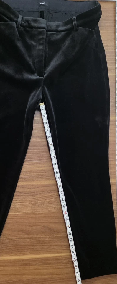 Pantalones ajustados de terciopelo Express Editor talla 12 negros tiro alto Foto 2 de 4