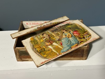 Damaged W. O. Dean Don Carlos Habana wooden cigar box - 1890s (?) Canton, IL