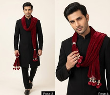 Men Groom Scarves Stole Indian Handmade Velvet Wedding Dupatta Traditional