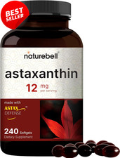 Astaxanthin 12Mg, 240 Softgels  Natural Antioxidant from Microalgae Astax  S