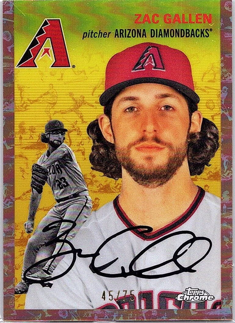 2023 Topps Chrome Platinum Anniv. #196 Zac Gallen Cream / Gold Refractor #/75