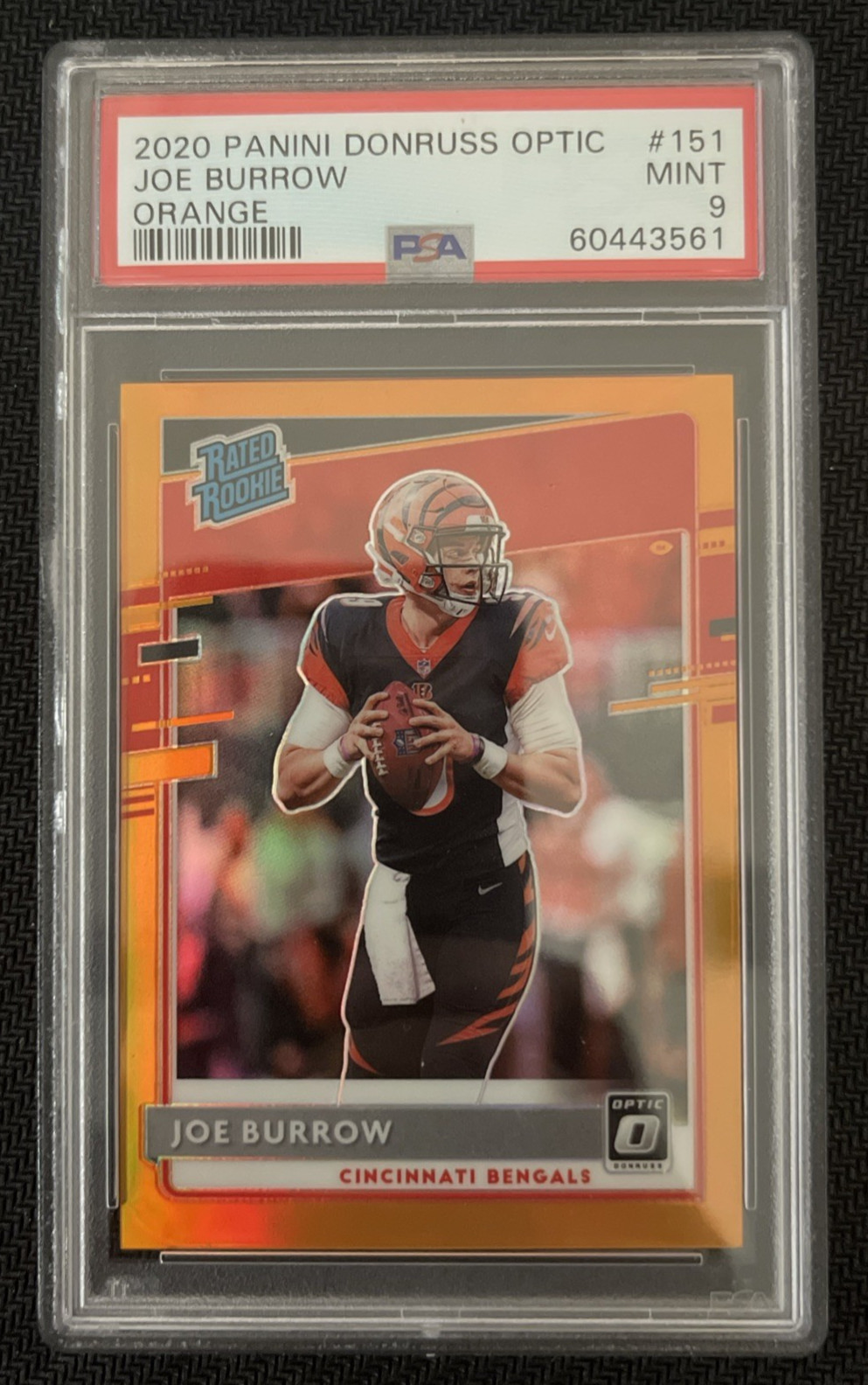 2020 Panini Donruss Optic #151 JOE BURROW Orange RC /199 PSA-9 *Low-Pop*