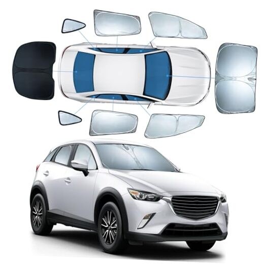 8 PCS Sun Shades for Mazda CX5 Windshield Sunshade, 2-Layer Full Window Shades 