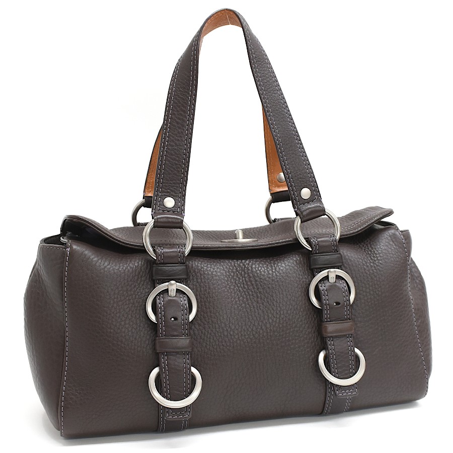 Coach Dark Brown Leather Satchel Shoulder Bag 10134