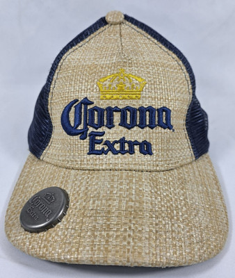 Corona Extra Adjustable Snapback Mesh Woven Hat Built In Bottle Cap Opener