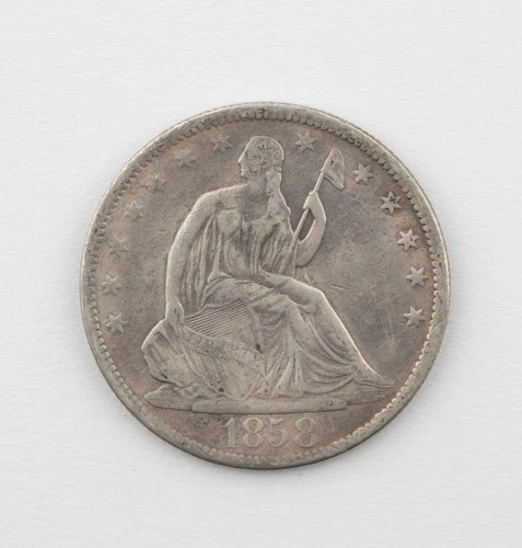 1858-P Seated Liberty Half Dollar 50c VF Details (Cleaned) - 901b