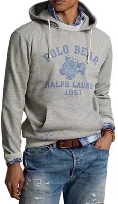 Polo By Ralph Lauren Polo Bear Graphic Fleece Pullover Hoodie Gray