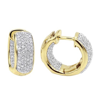 Damen 14K Gold Inside Out Diamant Creolen Huggie Ohrringe & Herren 1ct