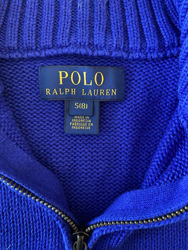 Polo para niños de Ralph Lauren Suéter Pullover 1/4 Cremallera Poni Logo Azul Marino S (8) Foto 2 de 4