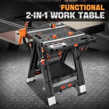 Portable Multi-Function Folding Work Table Sawhorse Quick Clamps Tool Workbench