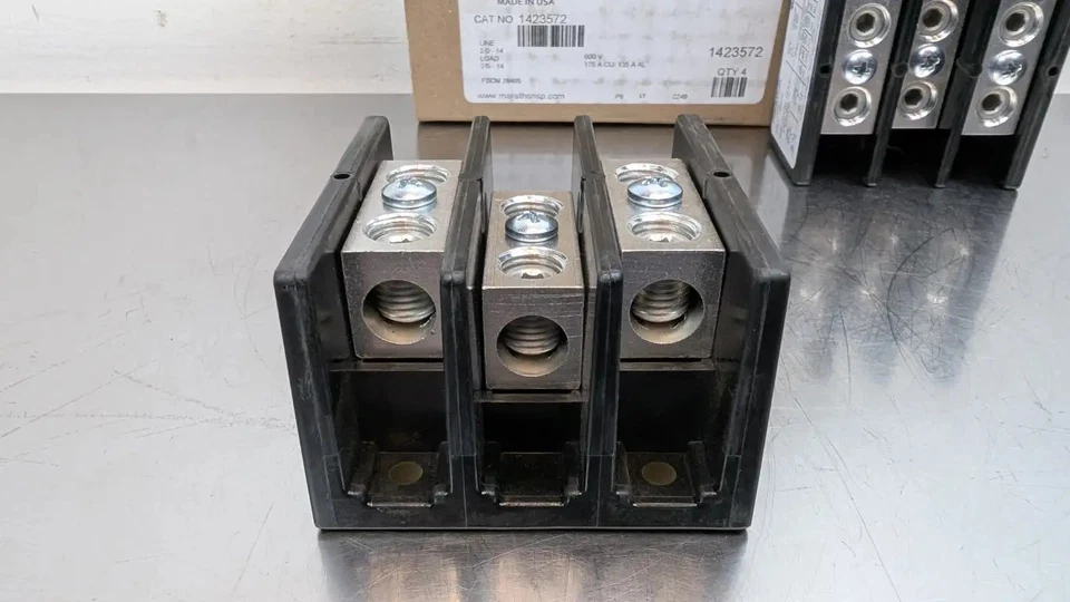 4 Pack Marathon 1423572 Terminal Block 3-POLE 2/0-14 600V 175A CU/135A AL - Image 2 of 4