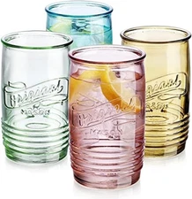 Set Of 4 Original Mason Collins Glasses Assorted Colored Drinking Glasses For...