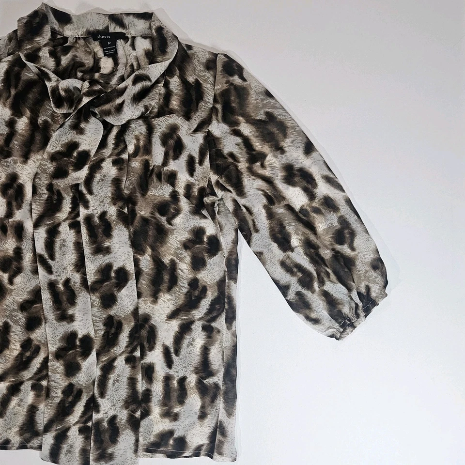 Блузка женская Thesis средний анималистический принт бант вырез коктейльное вечеринка нарядный топ - Изображение 4 из 4