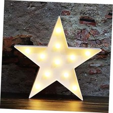 LED Marquee Star Sign Night Light, Battery Operated Star Shaped Desk White
