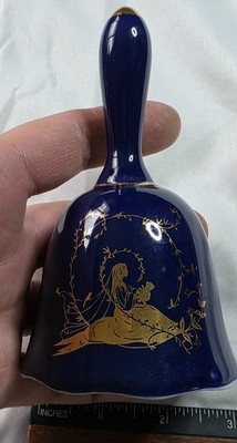 24K Gold scene of Woman Holding a baby on Blue Bell by Lindner Kueps