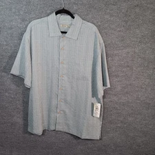 Teal Hawaiian Shirt Batik Bay Seersucker Sport Shirt Textured Plaid Preppy Aloha