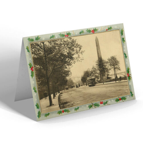 CHRISTMAS CARD Vintage London - Thames Embankment and Cleopatra's Needle - Picture 1 of 1