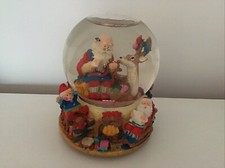 Christmas Santa & Reindeer Musical Snow Globe - Large 5.5 Inch Globe