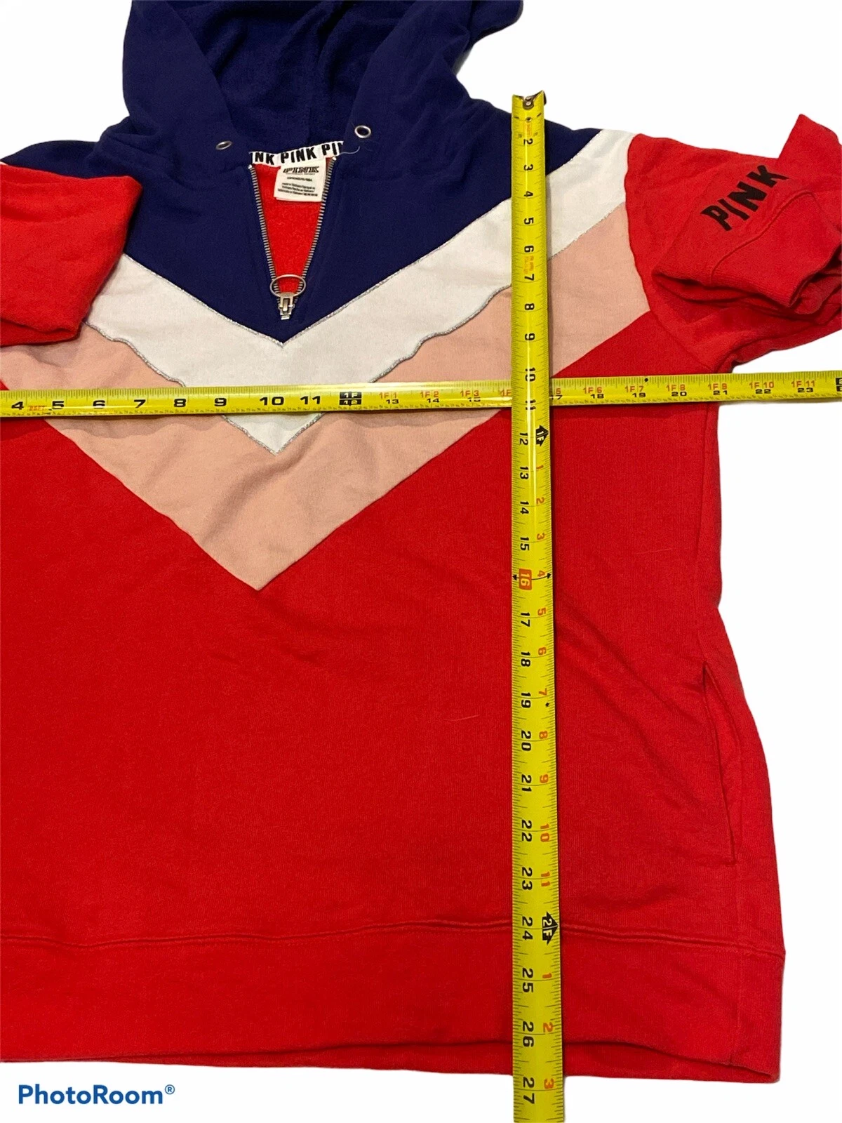 UNDERCOVER Victoria Secret Pink Hoodie Sm 1 4 Zip Pullover Graphic L S Red White Pink Blue