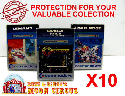 10X COMMODORE 64 CIB CARTRIDGE BOX - CLEAR PROTECTIVE BOX PROTECTOR SLEEVE