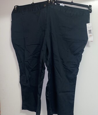 First Issue Women s Black Capri Pants Stretch 24 W NWT Waist 46  To 48  Key Crop