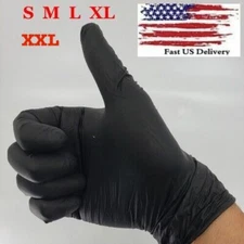 100/box /Black  Nitrile Gloves 4 Mil Powder & Latex Free  ExamGrade Gloves