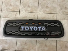 Upgrade Front Grille For 2001-2004 Sequoia Mesh Matte Black Grill W/3 LED Lights