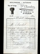 SAINT-FLOUR (15) BOULANGERIE PATISSERIE "Vve CHAMBON" en 1904