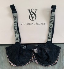 32D Victoria Secret Very Sexy Wicked Unlined Shine Strap Push Up Leopard Bra NEW