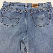 VTG Levi's 545 Blue Jeans Men Actual 42x34 Light Wash Loose Brown Tab made USA