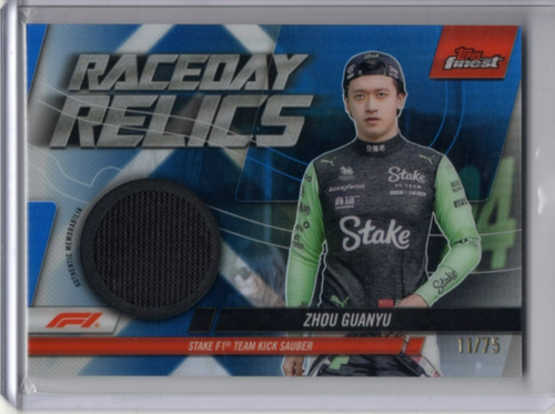 ZHOU GUANYU 2024 TOPPS FINEST FORMULA 1 RACEDAY RELICS BLUE #RDR-ZHO 11/75 - Picture 3 of 4
