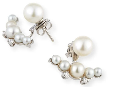 Utopia Aqua 18k Diamond Pearl Earrings Convertible Chandeliers / Studs