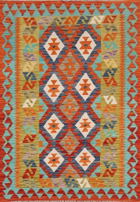 Pastel Color South-western Reversible Kilim Area Rug 4'x6' Flat weave Carpet