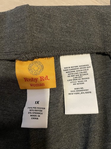 NWT Ruby Rd Ladies Charcoal Knit Pull On Pants 1X - Picture 4 of 9