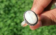Fine Rainbow Moonstone Gemstone 925 Sterling Silver Handmade Ring All Size S-39