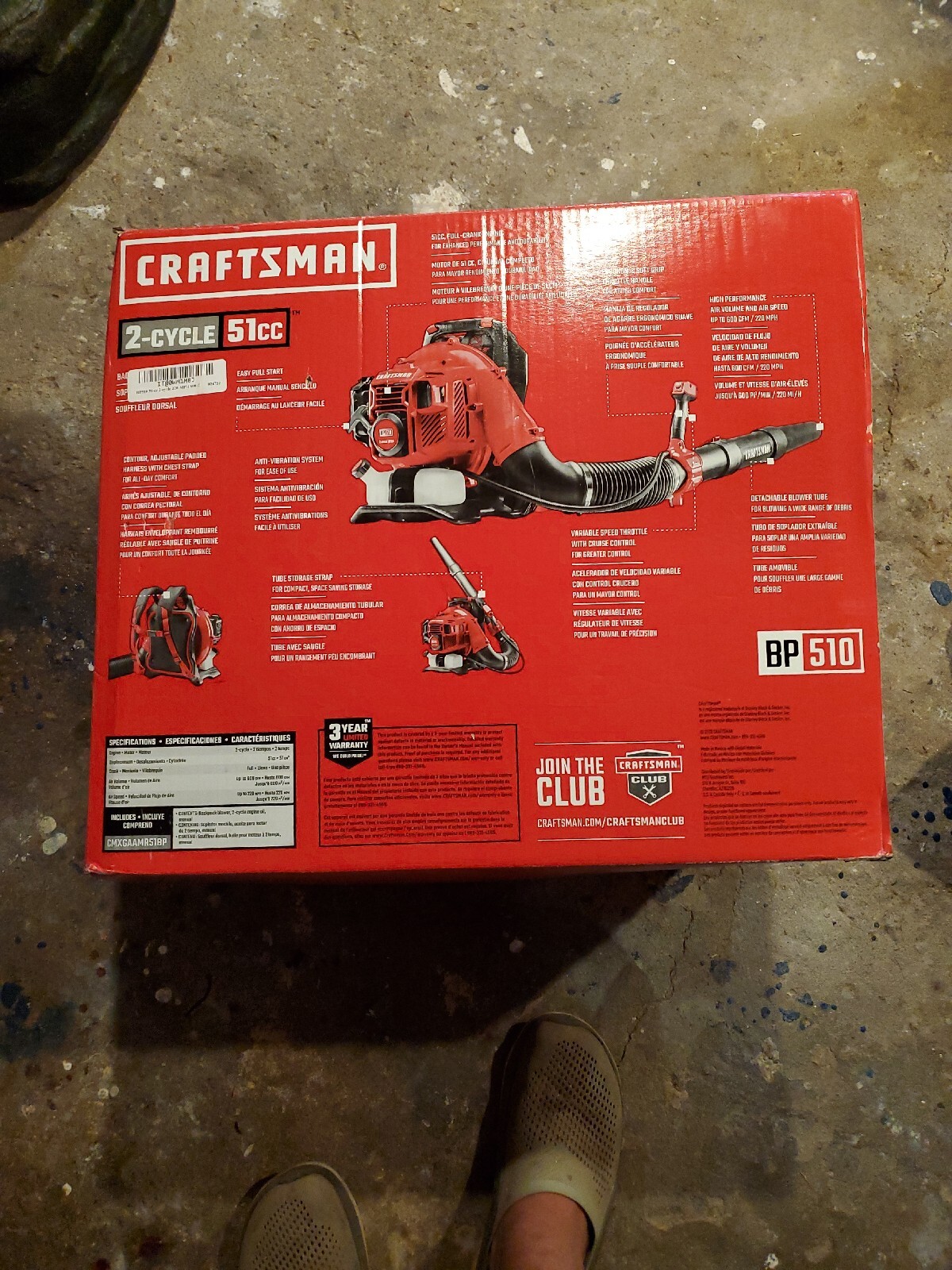 Backpack Leaf Blower Gas Powered 600Cfm 51cc Engine 220Mph 2Stroke