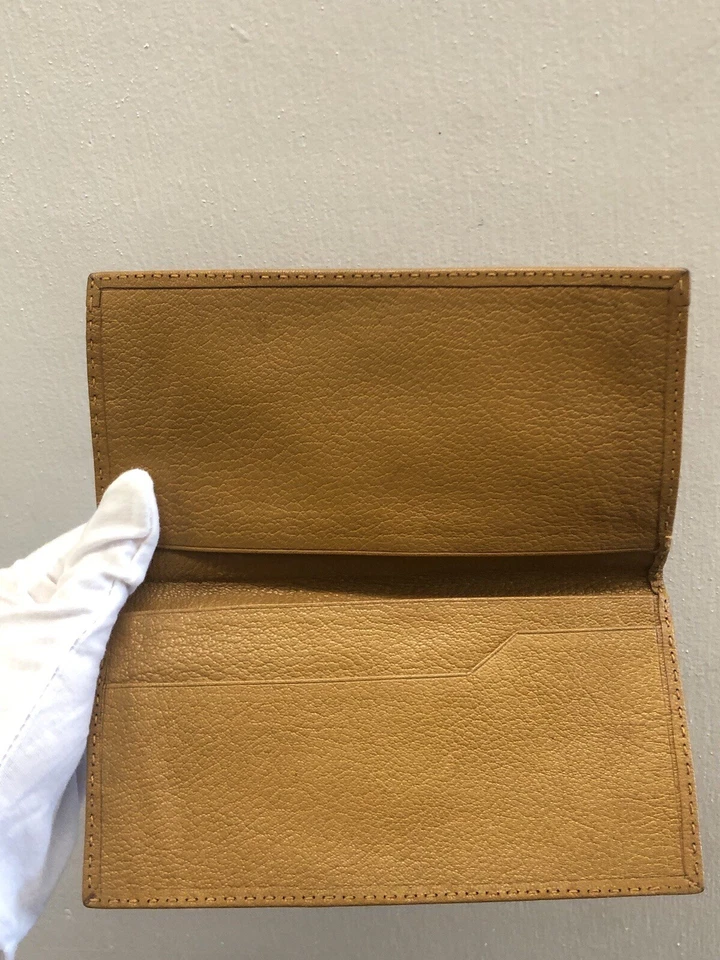 Auténtica billetera TRUSSARDI de cuero marrón delgada plegable Foto 3 de 4