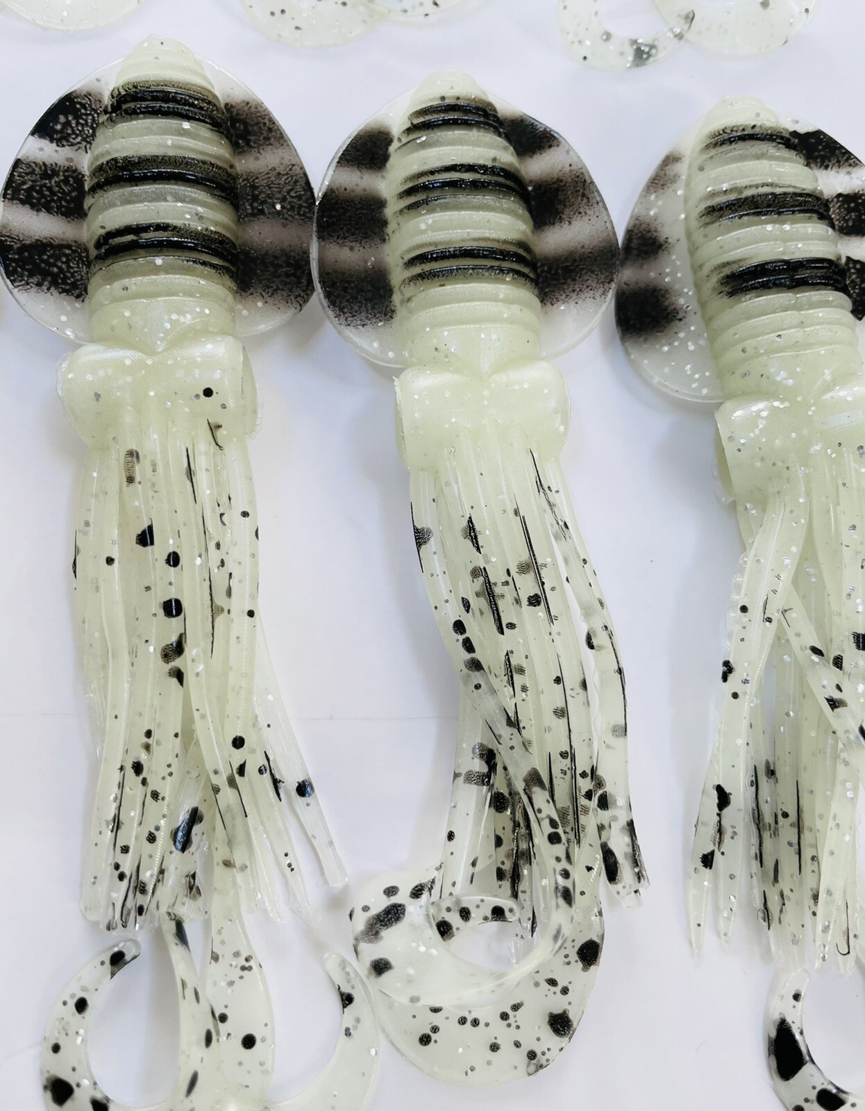 10pcs  4” Luminous Squid Jig Fishing Tuna Lures Octopus Skirts Fishing Lure - Image 6