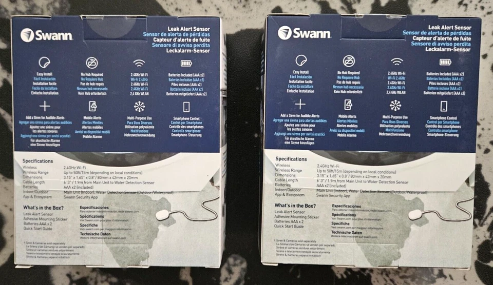 Swann Home Alert Wi-Fi Smart Wireless Water Leak Sensor Alarm Kit 2 Pack - Image 2 of 3