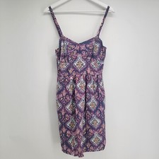 Womens J. Crew Pink Blue White Dress Sleeveless Size 4 Pockets