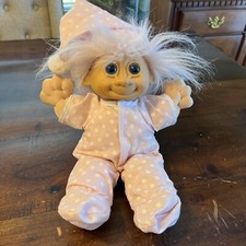 Vintage Russ Berrie Trolls Bedtime Trollies 12  Doll Pink Pajamas 1980  s RARE 