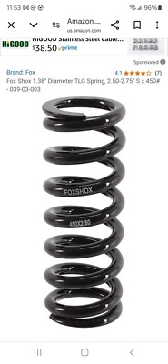2 Pair Fox Shox 1.38'' Diameter Tlg Spring 2.50-2.75'' S X 450# 039-03-003