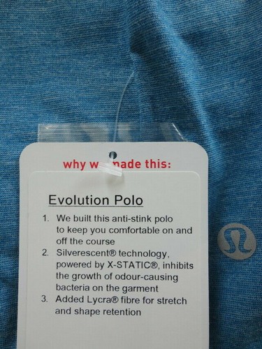 NWT LULULEMON HWRP Teal Blue Evolution Polo SS Top Shirt Men's Small - 第 6/6 張圖片